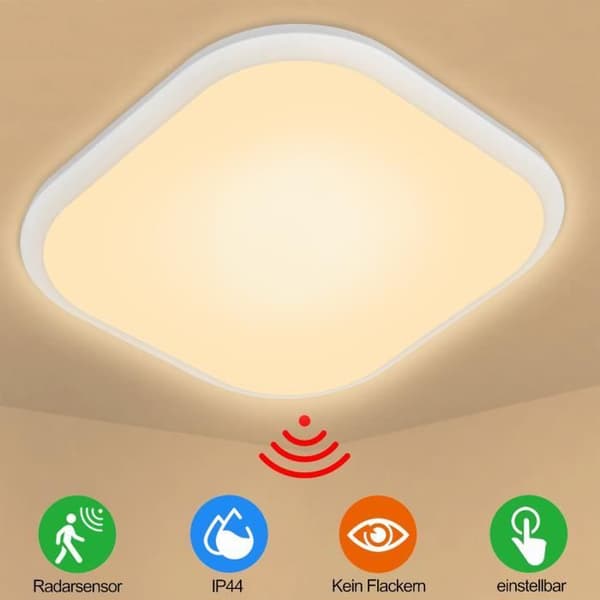 LED taklampa XMTECH med radarsensor - Varmvit - 2800K-3500K