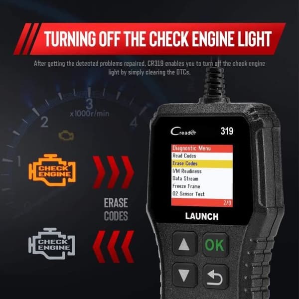 CR319 OBD2 / EOBD/CAN Auto Diagnostic Scanner för att läsa och rensa motorfelkoder, EVAP- och O2-sensortestare
