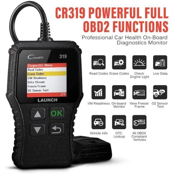 CR319 OBD2 / EOBD/CAN Auto Diagnostic Scanner för att läsa och rensa motorfelkoder, EVAP- och O2-sensortestare