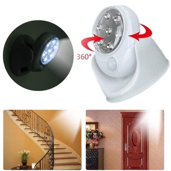 JL LED-lampa Ljus 360° rörelsedetektor roterar automatiskt Trådlös sensor Uteplats Säkerhet för trädgårdsvägg korridor toalett
