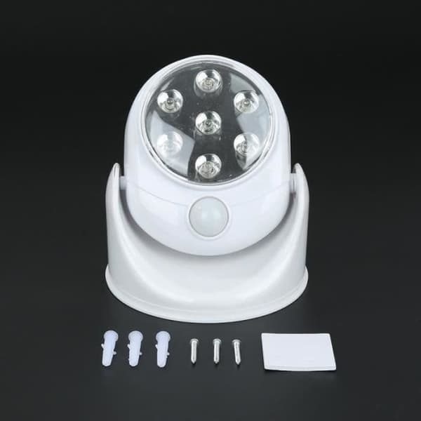 YH01586-LED-lampa Ljus 360° Rörelsedetektor Auto Rotera Trådlös Sensor Uteplats Säkerhet för trädgårdsvägg Korridor till