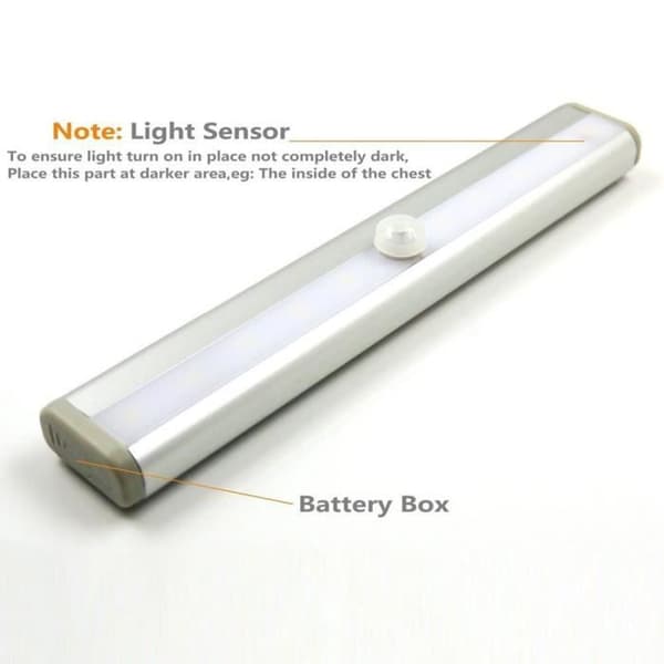 Rörelseavkännande talarstol 10 LED-lampa pärlor Garderob - Trapphus Människokroppsinduktion (2 förpackningar, batteridriven)