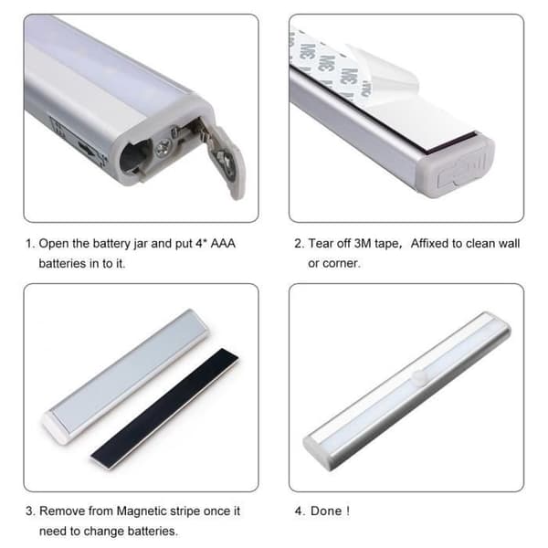 Rörelseavkännande talarstol 10 LED-lampa pärlor Garderob - Trapphus Människokroppsinduktion (2 förpackningar, batteridriven)