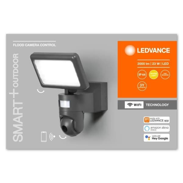 LED-projektor - LEDVANCE - SMART+ WIFI FLOOD AUTO CAM - 20cm - HD-kamera - Rörelsedetektor
