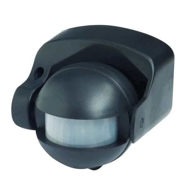 Infrarörelseavkännare - VELAMP - IP44 - Svart - 12m - 180°