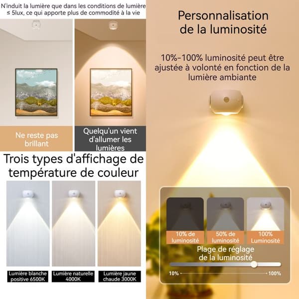 LED-lampa med rörelsedetektor - TEKNISK RABATT - Inomhus - 120°/3m - Vit