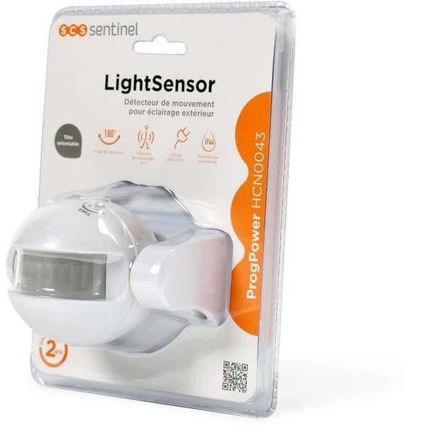 Utomhusrörelsedetektor - SCS SENTINEL - LightSensor vit - Räckvidd 12m - Vinkel 180°