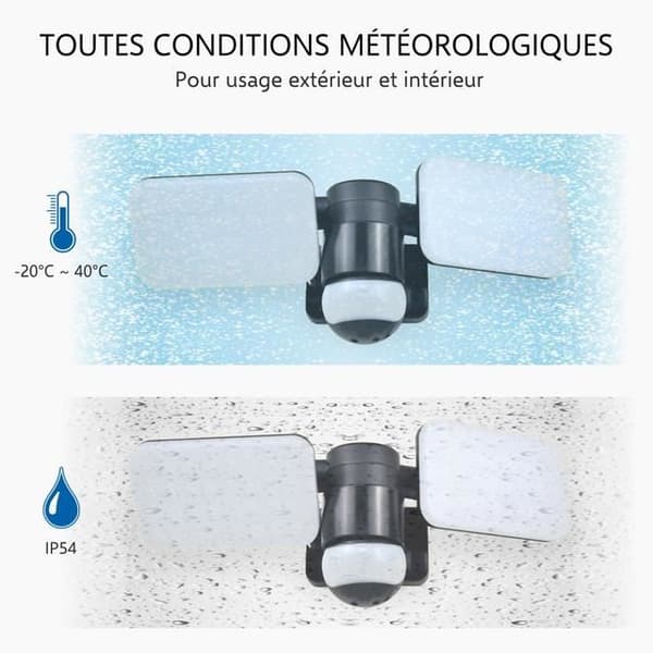 ELRO LF70 Duo LED utomhusljus med rörelsesensor - 2 x 10 W - 1200 LM - IP54 Vattentät - Svart