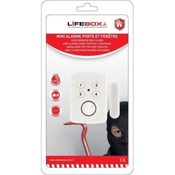 Larm - LIFEBOX - Mini dörr- och fönsterlarm - 130 dB - Batteridriven - Inomhus
