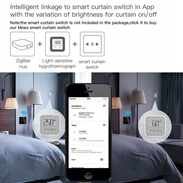 Intelligent Ljustermometer - ARHATREYA - Zigbee - Temperatur & Luftfuktighet - Bluetooth