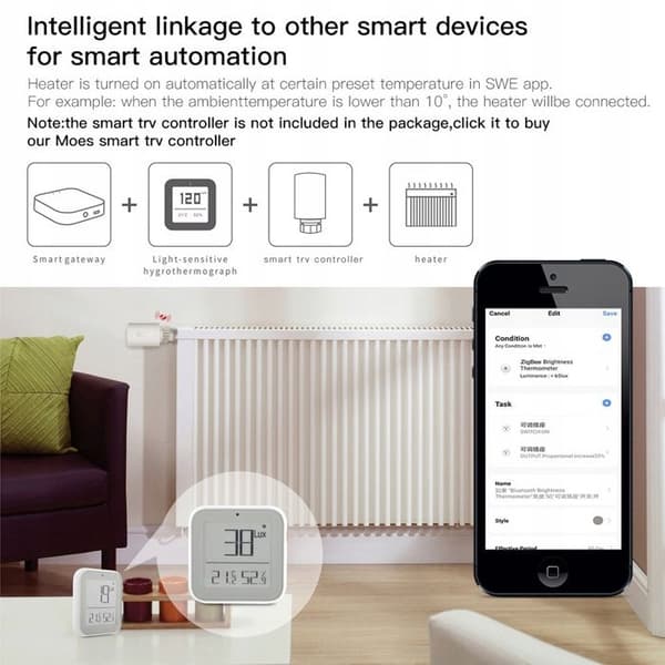 Intelligent Ljustermometer - ARHATREYA - Zigbee - Temperatur & Luftfuktighet - Bluetooth