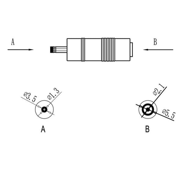 WAVERF napájecí redukce - konektor 5,5/2,1 - 3,5/1,3mm