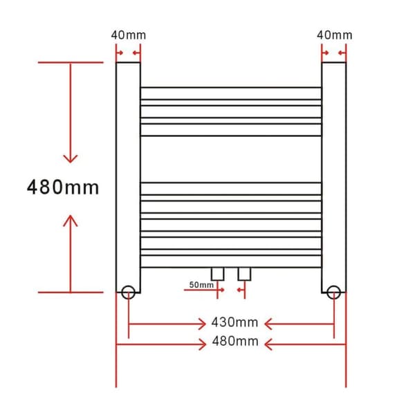 vidaXL Baderomsradiator kurvet 480 x 480 mm