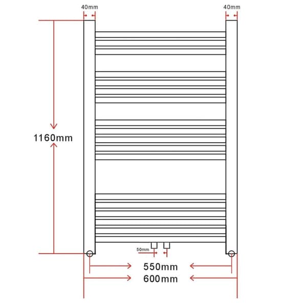 vidaXL Baderomsradiator 600 x 1160 mm kurvet