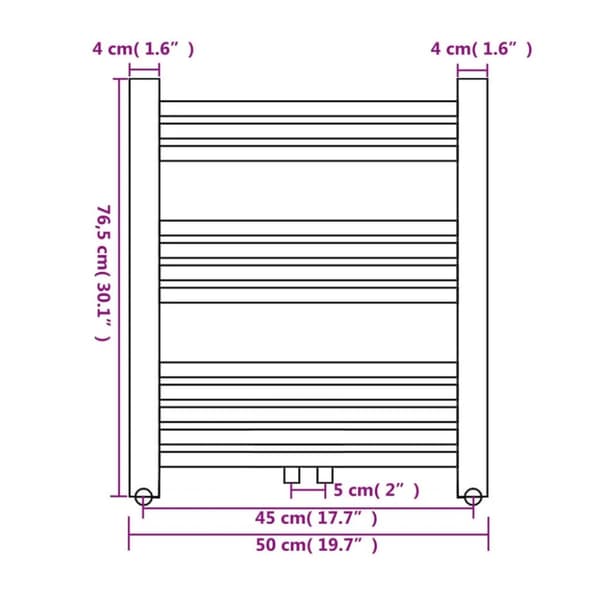 vidaXL Radiator håndklestativ rett 500 x 764 mm