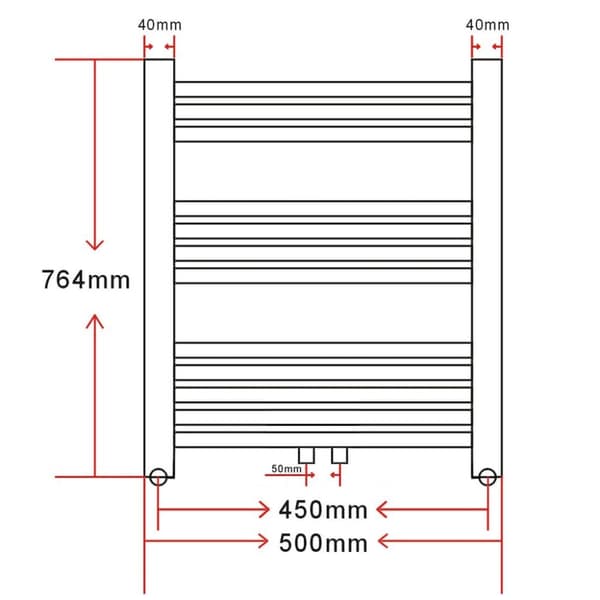 vidaXL Baderomsradiator 500 x 764 mm kurvet