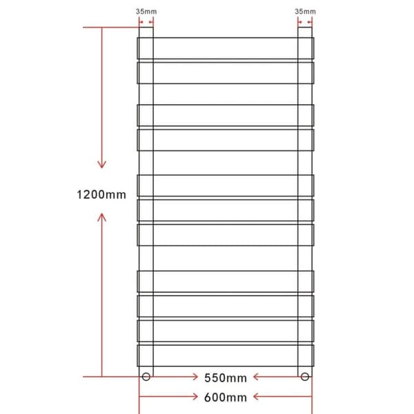 vidaXL Radiator håndklestativ rett 600 x 1200 mm