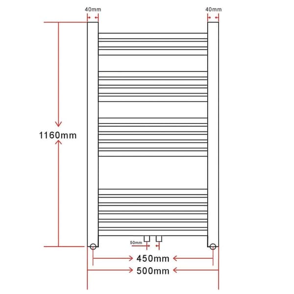 vidaXL Baderomsradiator 500 x 1160 mm kurvet