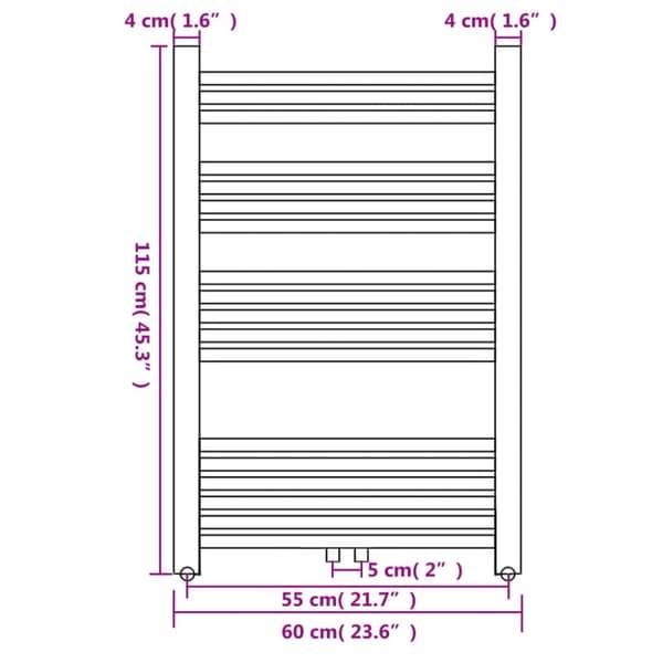 vidaXL håndklæderadiator 600x1160 mm centralvarme lige