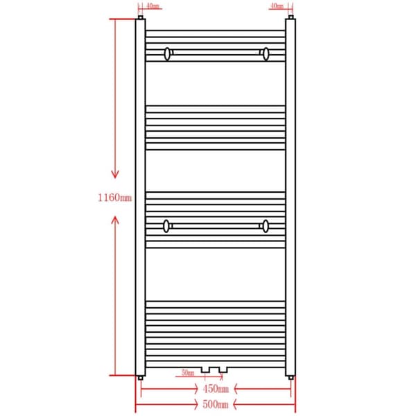 vidaXL Kylpyhuoneen keskuslämmityspyyheteline harmaa kaareva 500 x 1160 mm
