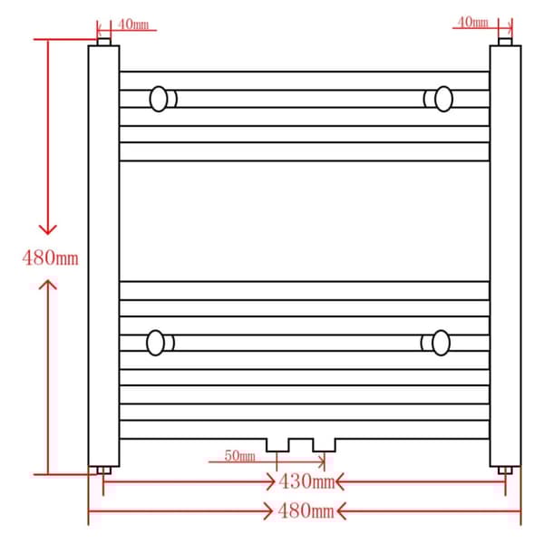 vidaXL Kylpyhuoneen keskuslämmityspyyheteline musta suora 480 x 480 mm