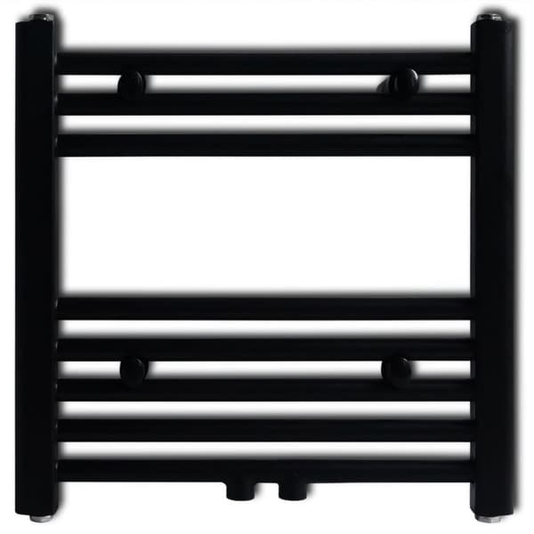 vidaXL Kylpyhuoneen keskuslämmityspyyheteline musta suora 480 x 480 mm