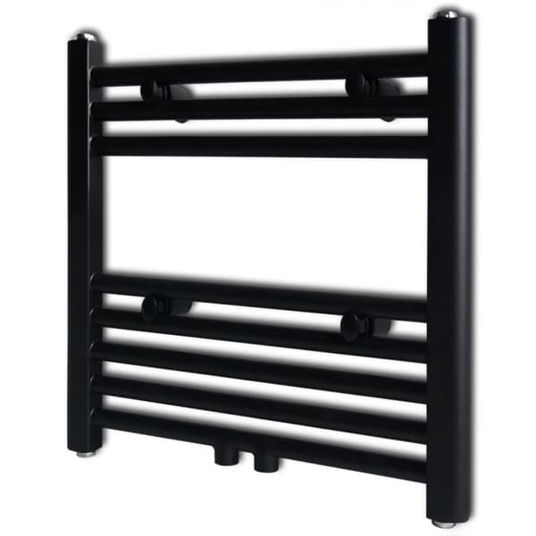 vidaXL Kylpyhuoneen keskuslämmityspyyheteline musta suora 480 x 480 mm