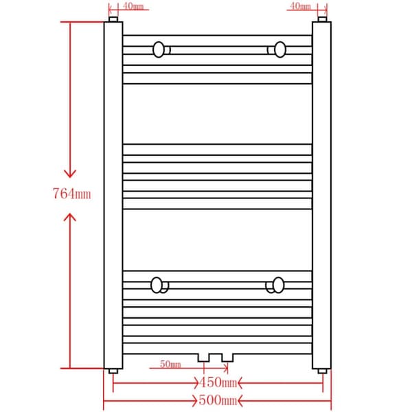 vidaXL Radiator håndklestativ rett svart 500 x 764 mm