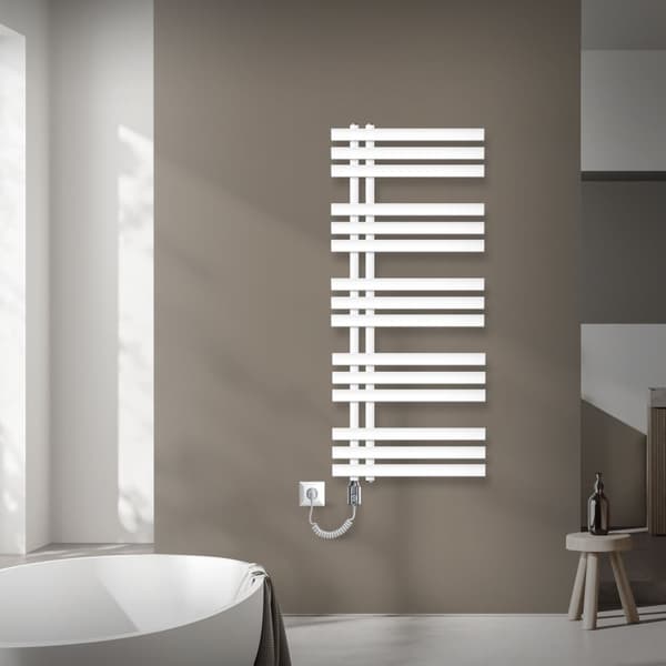 ECD Germany Iron EM design badeværelsesradiator elektrisk med varmestang 900 W - 500 x 1200 mm - hvid - design radiatorpanel radiator radiator