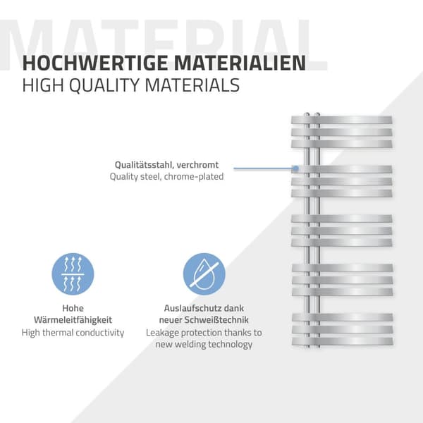 ECD Germany Iron EM design elektrisk badeværelsesradiator med varmeelement 1200 W - 500 x 1200 mm - krom - design radiatorpanel radiator radiator