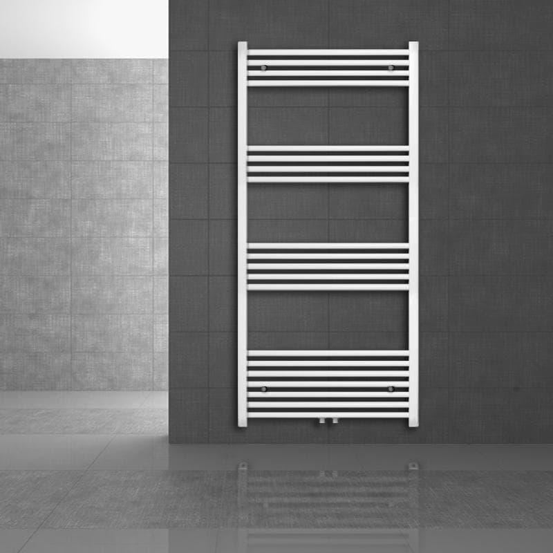 ECD Germany badeværelsesradiator 450 x 1400 mm buet hvid med central forbindelse - radiator designer badeværelse radiator opvarmning håndklæde varmere