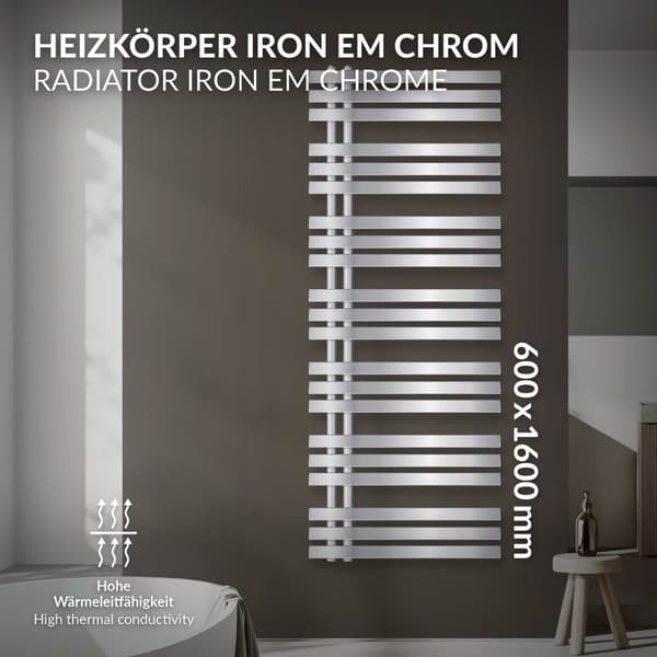 ECD: Germany Iron EM suunnittelu lämpöpatterit - 600 x 1600 mm - Kromi - jäähdyttimen pyyhkeenlämmitin Pyyhe jäähdyttimen