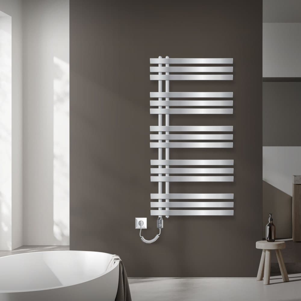 ECD Germany Jern EM Design radiator Electric 1200W - 600 x 1200 mm - Chrome - radiator håndklædevarmer Håndklæde radiator design