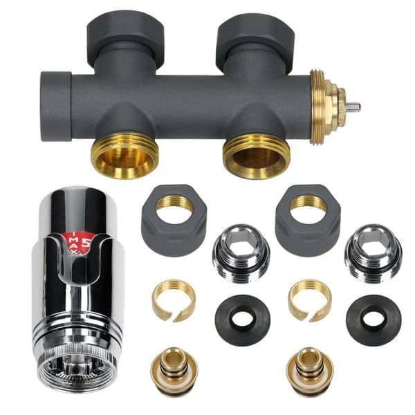 Radiatortermostaten forbindelse kit gennem antracit medium forbindelse