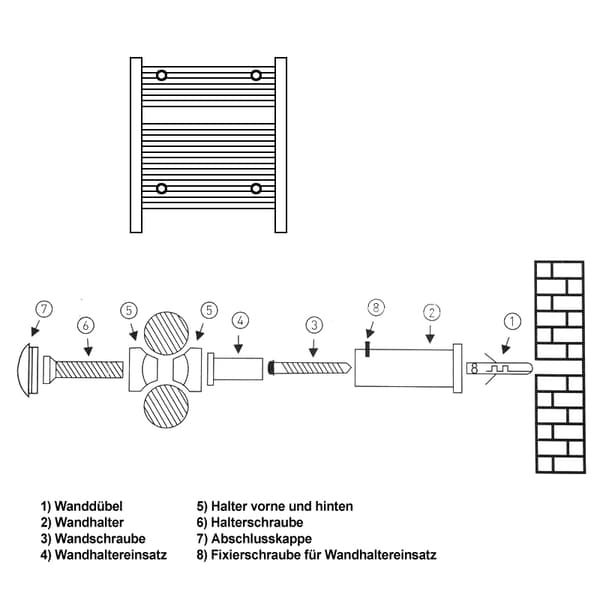 Fästmaterial badrumsradiatorn Hållare för RADIATOR CHROME