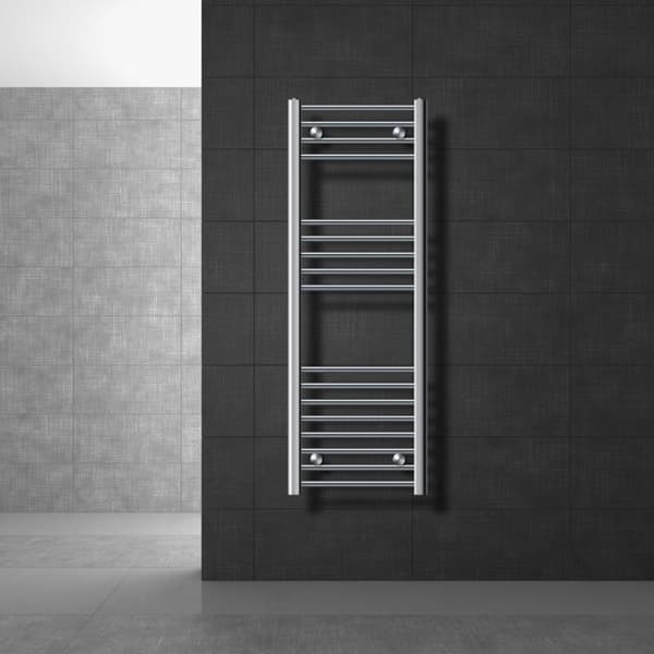 Radiator håndklæde ECD Germany Model Sahara 400 x 1200 mm krom bøjet med sidetilslutning håndklædeholder