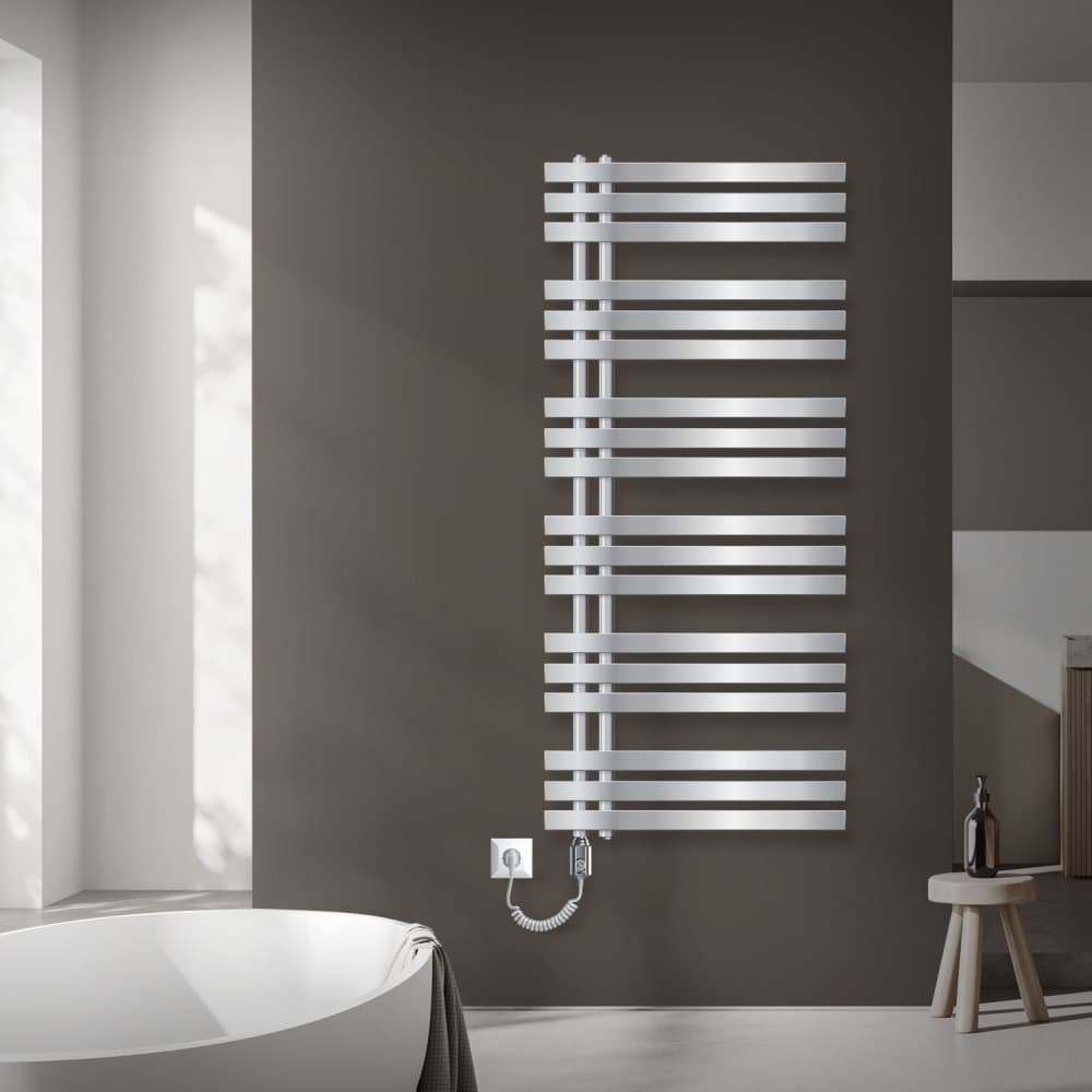 ECD Germany Design Håndklæde Iron EM Electric 900W - 600 x 1400 mm - Chrome - radiator håndklædevarmer Håndklæde
