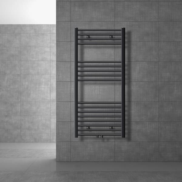 Køler Håndklæde ECD Germany Model Sahara 600 x 1200 mm lige antracit med central tilslutning håndklædeholder