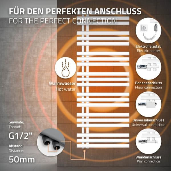 600X1600 mm Iron M Design radiator handduk radiator Elradiator Vit 900W