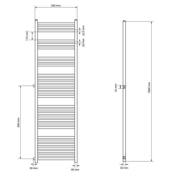 Päivämäärä Jäähdytin vaihto Pyyhe Jäähdytin 500x1800 mm valkoinen