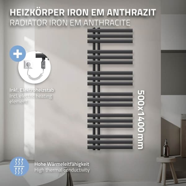 500X1400 Iron M malli jäähdytin Pyyhe jäähdytin Electric jäähdyttimen antrasiitti 900W
