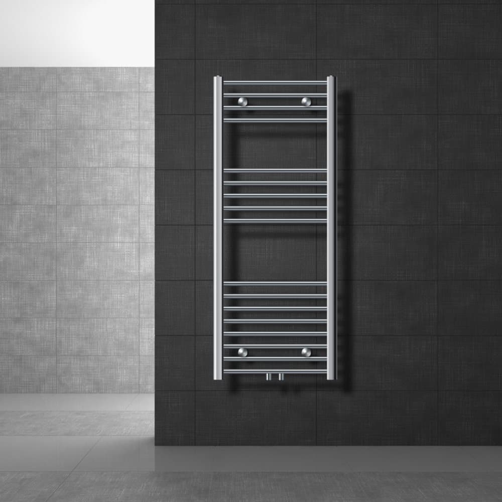 Radiator Handduk ECD Germany Modell Sahara 500 x 1200 mm krom rak med medieanslutning handdukshängare