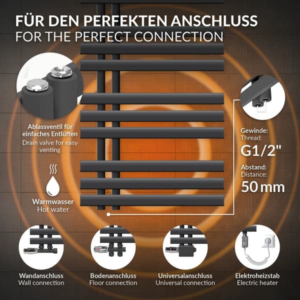 Håndklæde Iron M Design Håndklæderadiator Anthracite 500x 1400 mm