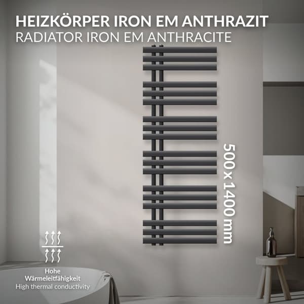 Håndklæde Iron M Design Håndklæderadiator Anthracite 500x 1400 mm