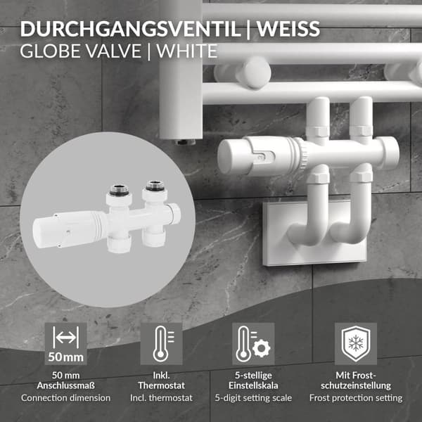 Radiatortermostaten forbindelsessæt jordterminal hvid medium forbindelse