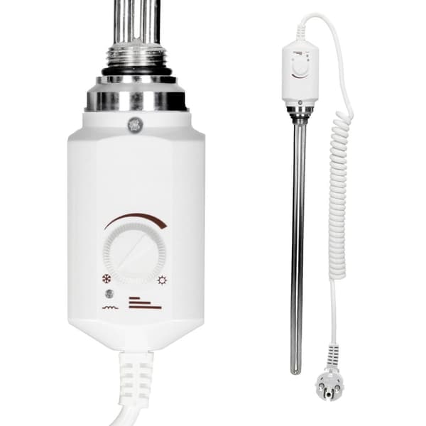 Lämmitetty pyyhe jäähdytin lämmityselementtiä 1200 W ECD Germany Malli Saharan 300 x 1800 mm valkoinen suoran kyljen yhteys pyyheteline