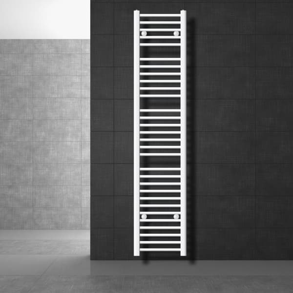Radiator Handduk ECD Germany Modell Sahara 300 x 1800 mm vit rak med sidoanslutning handdukshängare