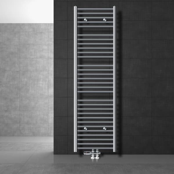 Kylpyhuone patterit lattiasta liitäntä Yhteysasetusryhmä sis. Termostaatti ECD Germany Malli Sahara 500 x 1800 mm, kromi suora väliaineen yhteyden