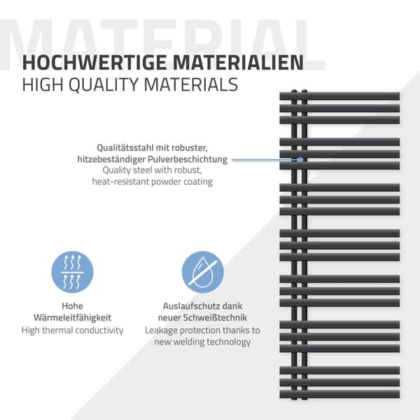 Anthracite Jern 1200W M Design radiator håndklæde radiator Electric 600X1600 mm