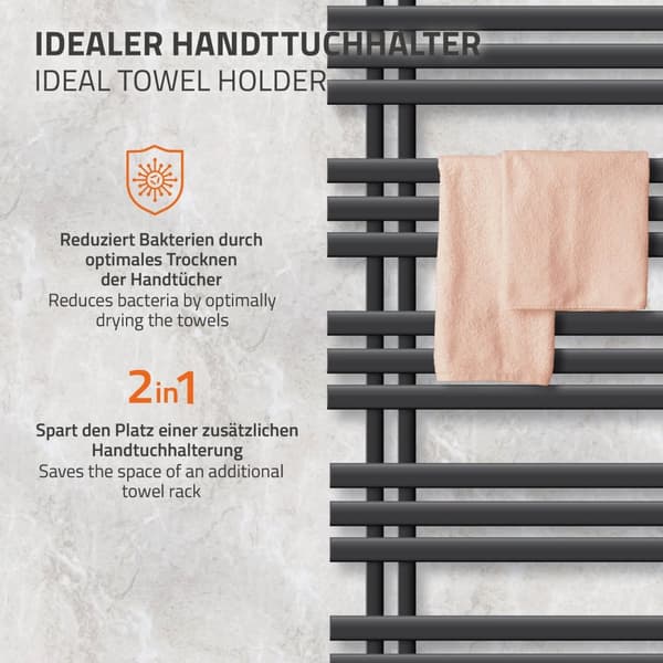 Anthracite Jern 1200W M Design radiator håndklæde radiator Electric 600X1600 mm